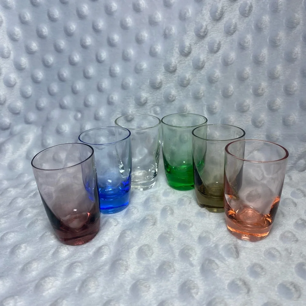Vintage Sasaki Glass Colored Shot Glasses - set of 6